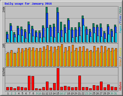 Daily usage for January 2016