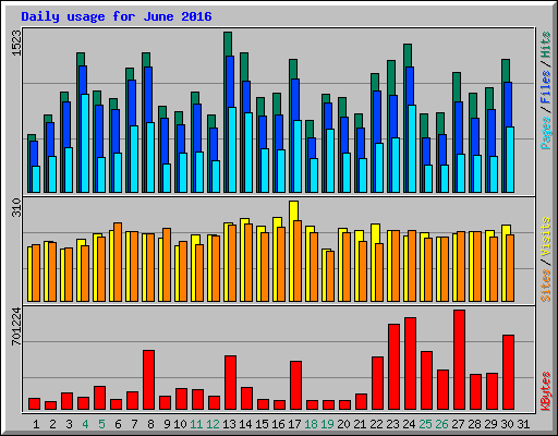 Daily usage for June 2016