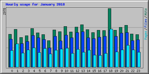 Hourly usage for January 2018